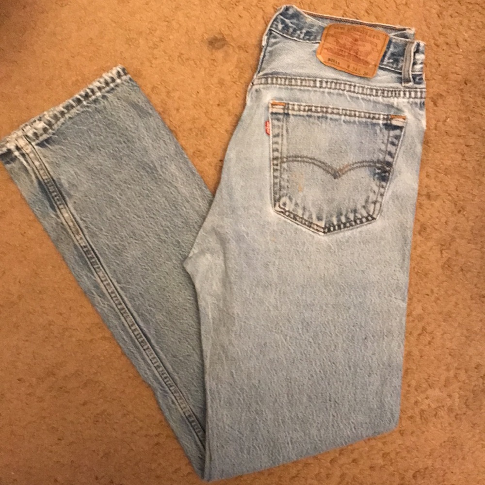 VTG Levi’s mens work 501 button fly cotton jeans F5